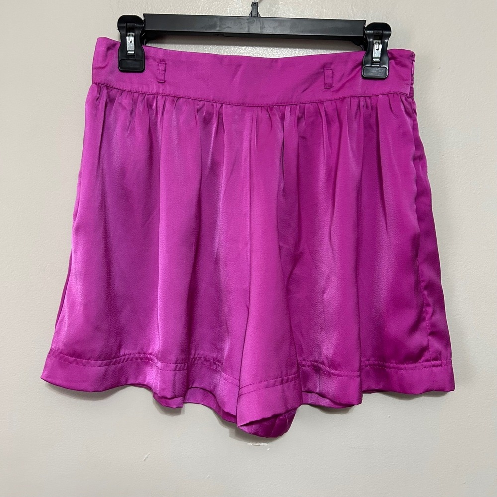 glam Fuchsia High-Waist Satin-Look Shorts
